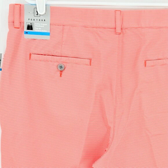 PGA Tour Men's Active Gripper Waistband UPF 50 Stretch Coral Shorts Size 36 NWT - Picture 4 of 11